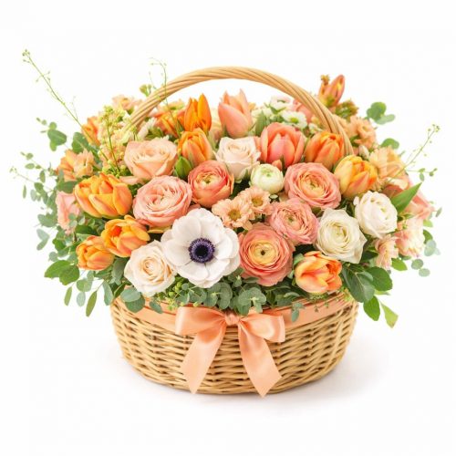 Красивая корзина с цветами «Весенний поцелуй»