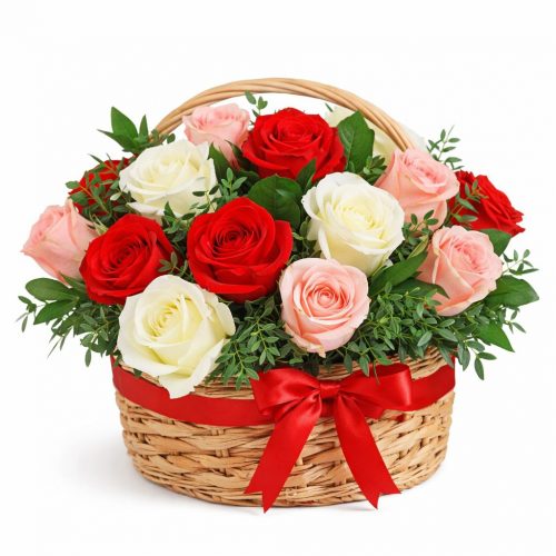 Цветочная композиция «Розовый поцелуй»